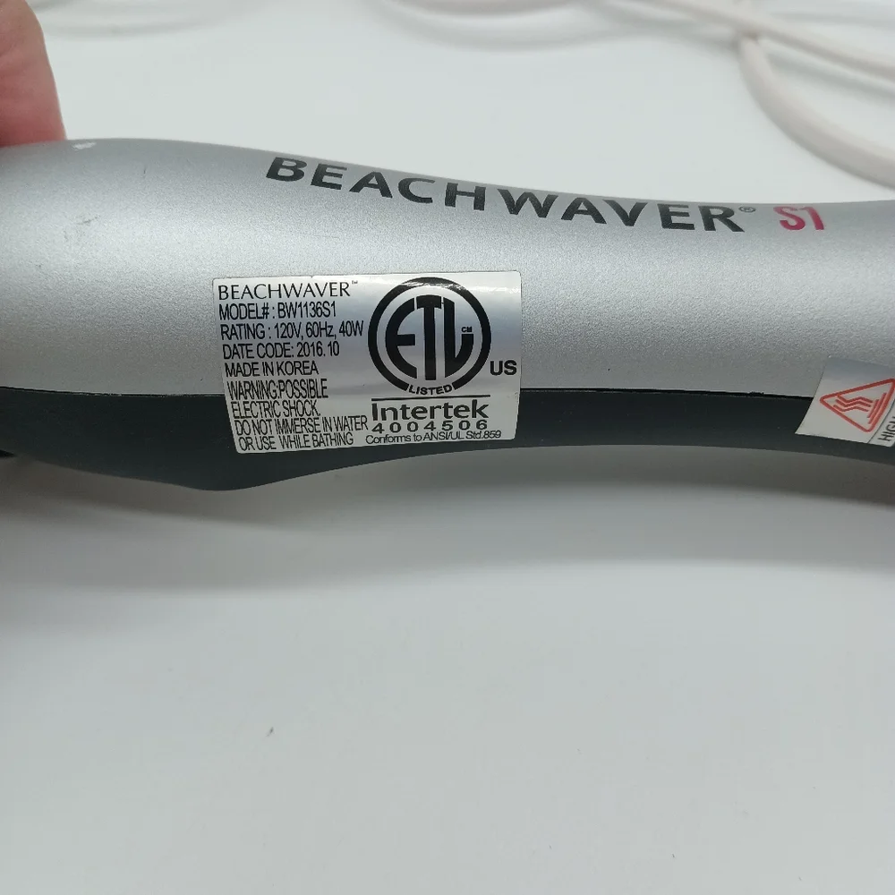 Beachwaver S1 Ceramic Dual Rotating Curling Iron Black & Silver Model BW1136S1